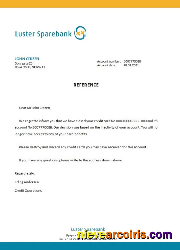 Norway Luster Sparebank closure reference